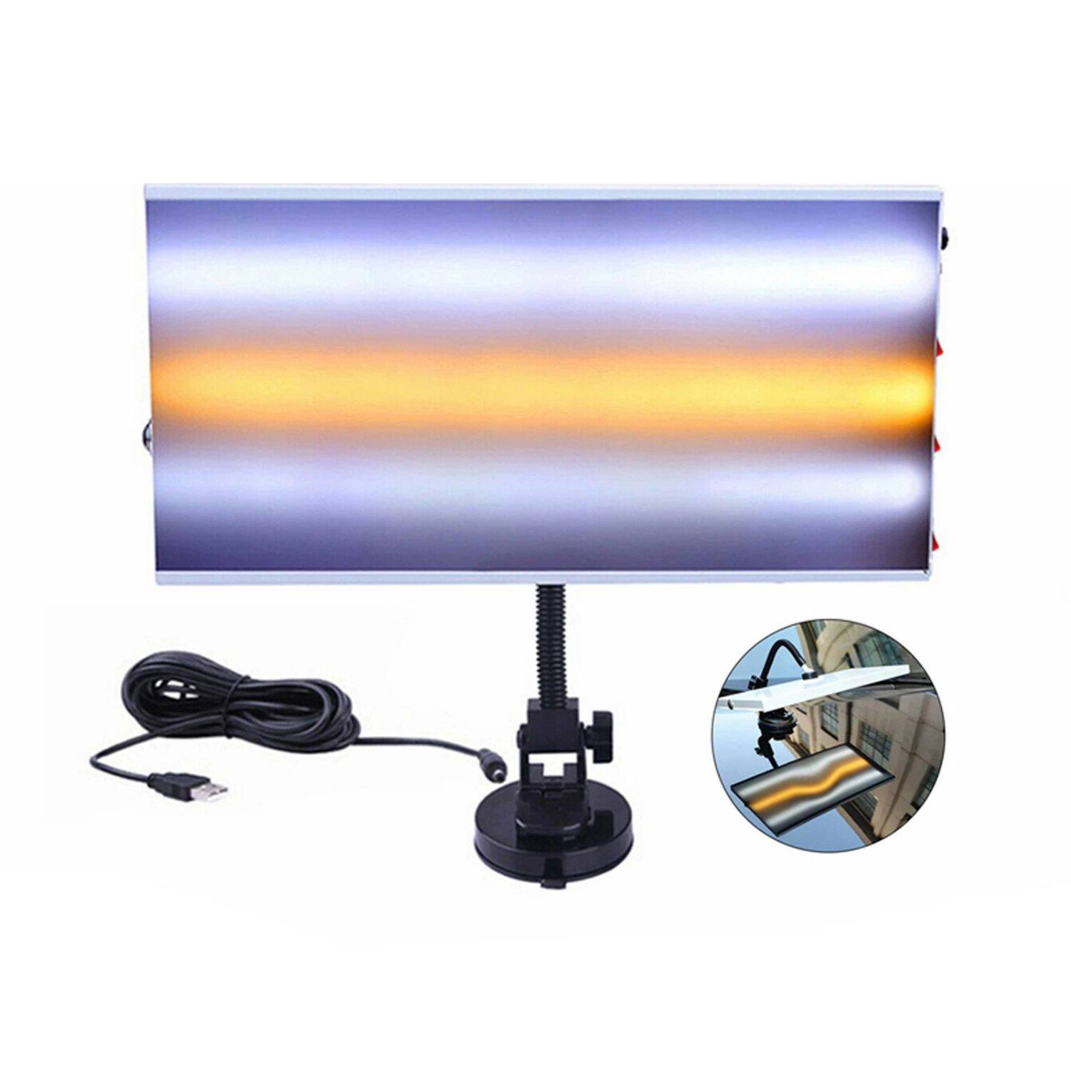 Angle. Home Collection - Paintless Dent Removal (PDR) LED Line Board Light – 3-Strip Repair Lamp Kit with Adjustable Suction Base, USB Powered.
