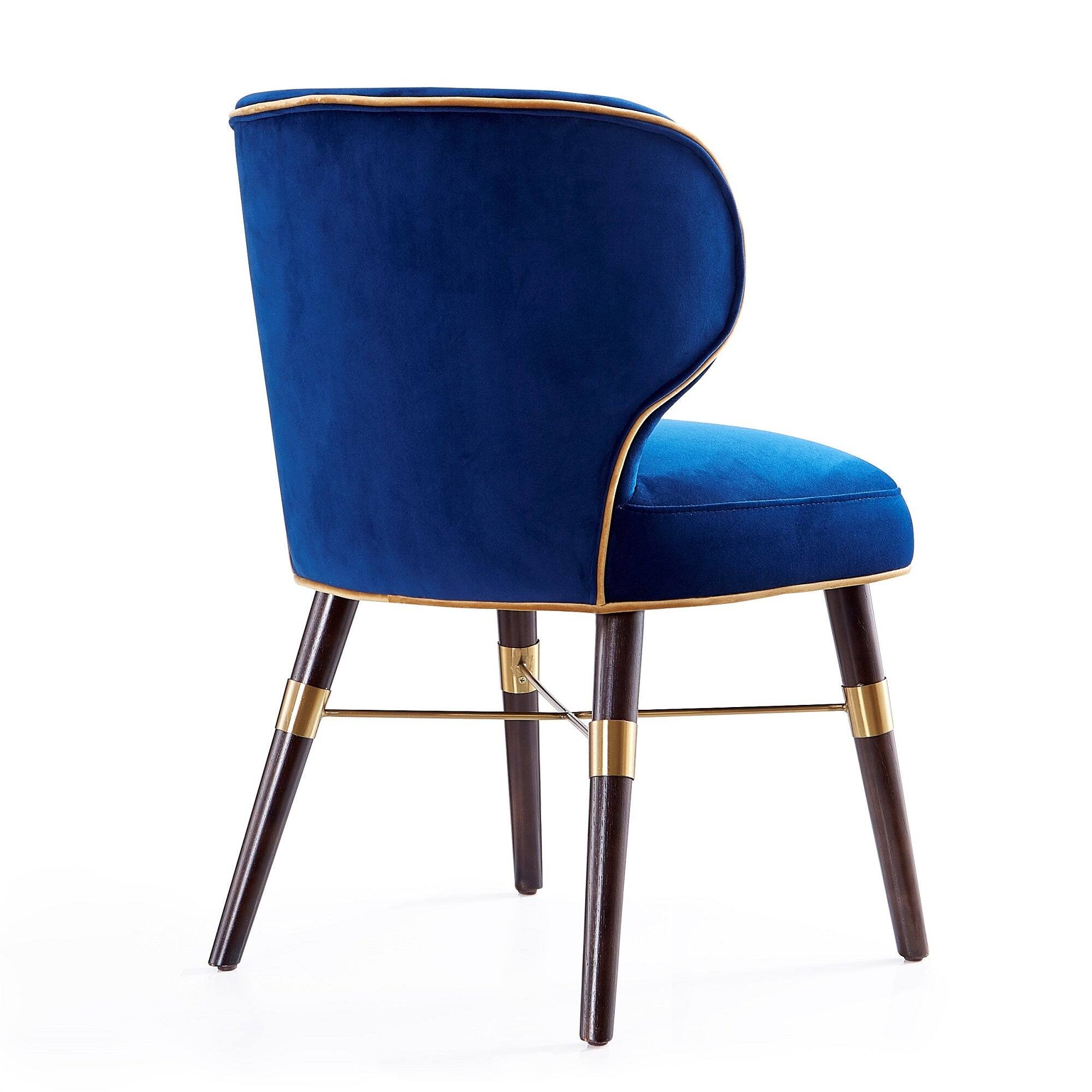 Alt View 3. Manhattan Comfort - Strine Modern Wood Upholstered Dining Chair - Set of 2 - Blue and Gold.