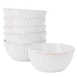 Gibson - Modern Southern Home Capri 6 Piece 6 Inch Stoneware Embossed Cereal Bowl Set - White