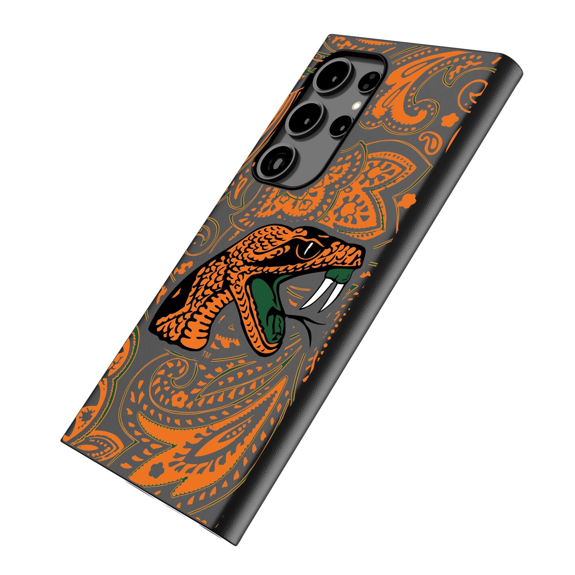 Alt View 1. Keyscaper - Florida A&M Rattlers Paisley Galaxy Magnetic Bump Case - S25 Ultra - Black.