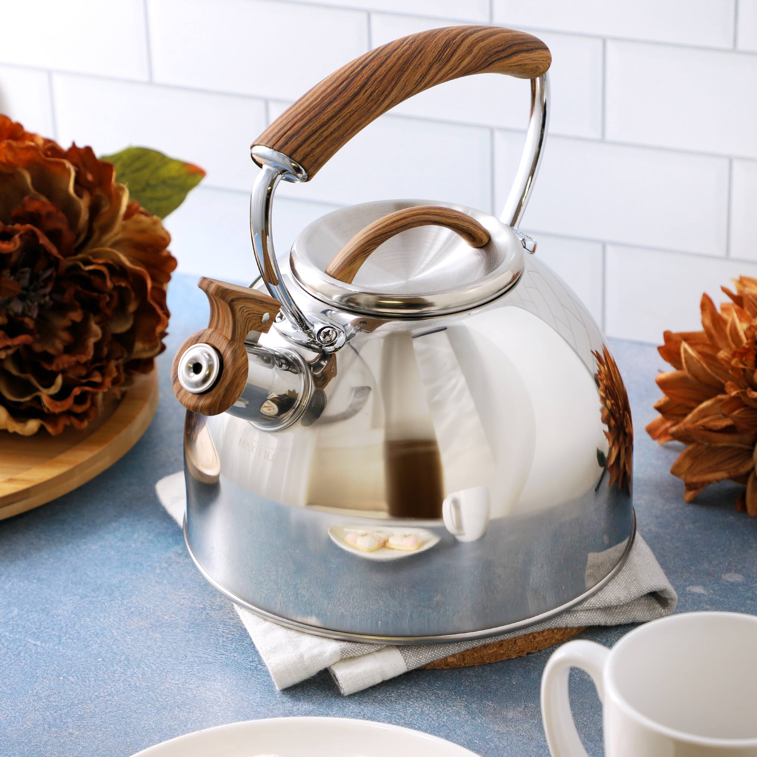 Mr. Coffee Fremont 2 Quart Mirror Polish Stainless Steel Whistling