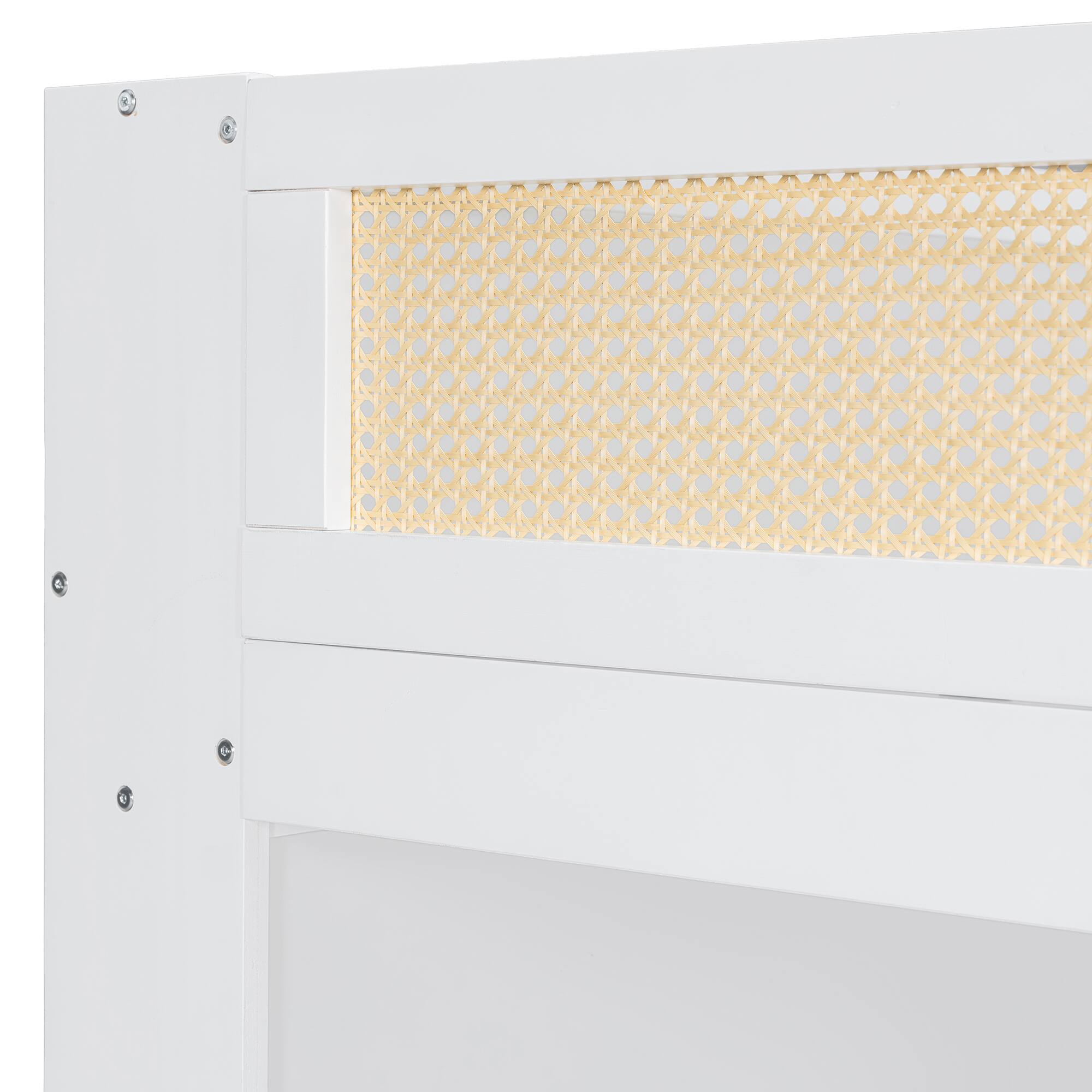 Alt View 1. Anysun - Twin over Full Bunk Bed with Shelf and LED - White.