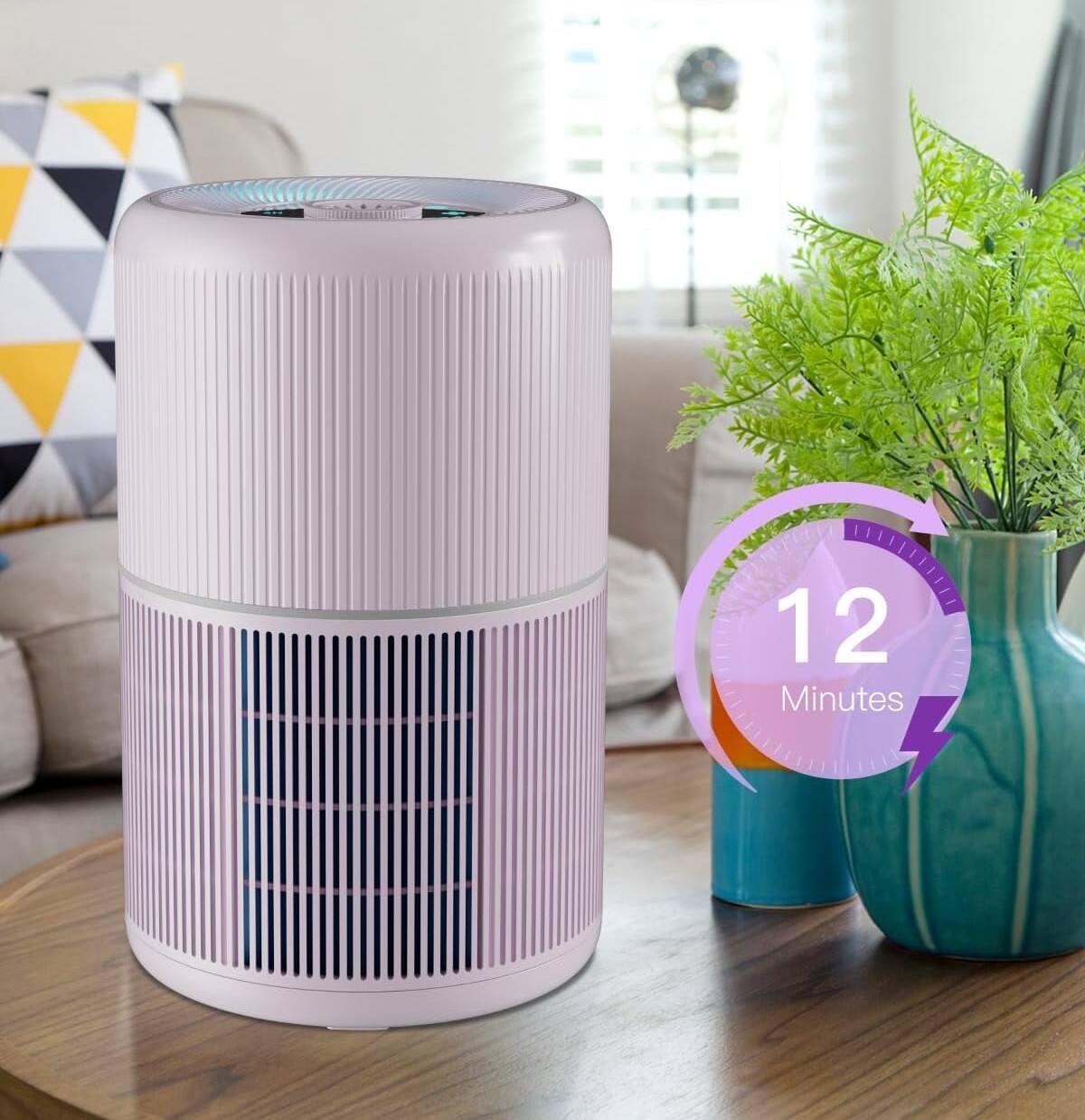 Alt View 4. FINEAK - 2 Pack Air Purifier for Home Bedroom, Office Desktop Air Cleaners with 12pcs Fragrance Sponge - Purple.