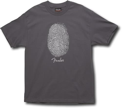 Front Standard. Fender® - Thumbprint T-Shirt (Small) - Charcoal.