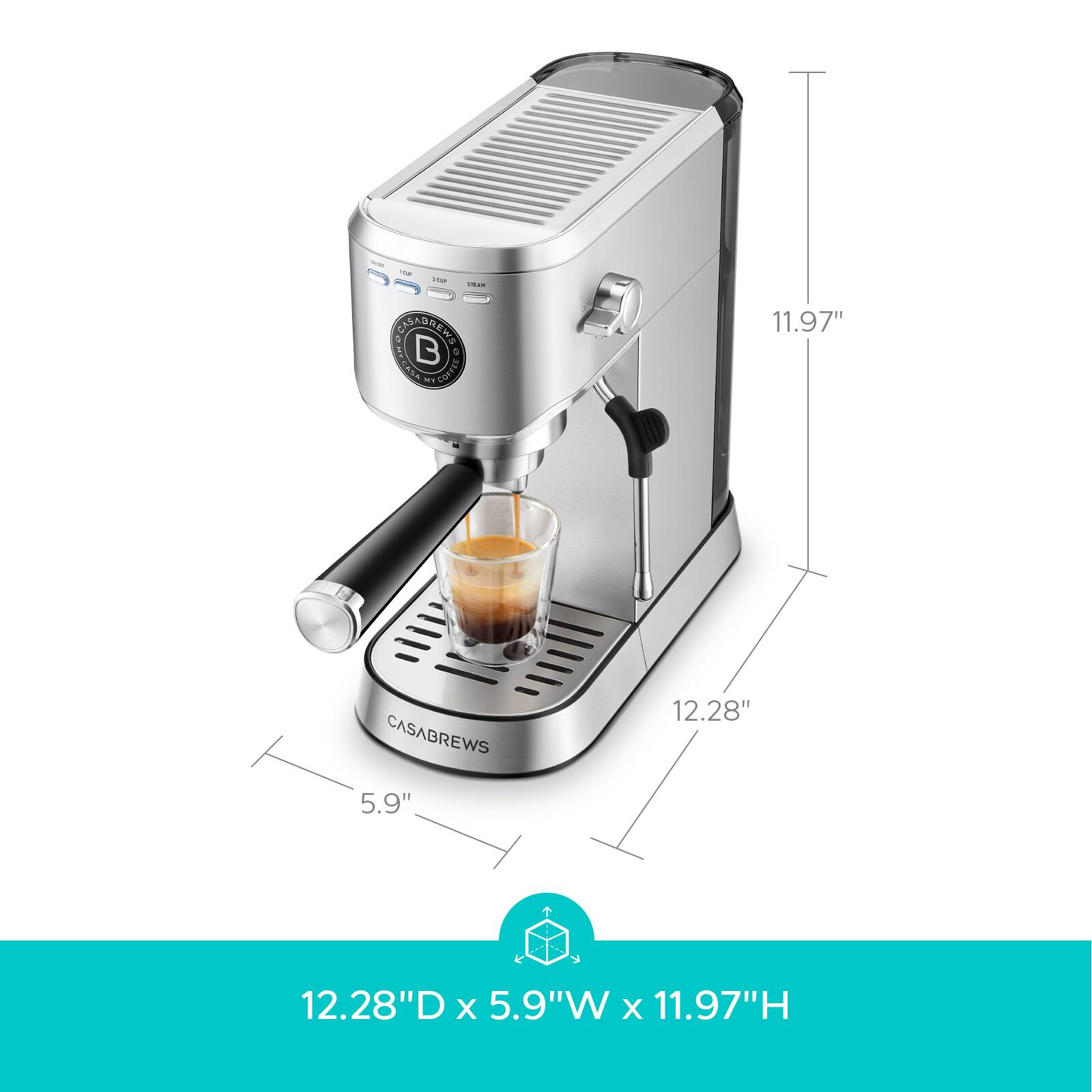 - 90 - 12.28"D x 5.9"W x 11.97"H CASABREWS 5.9" 11.97"