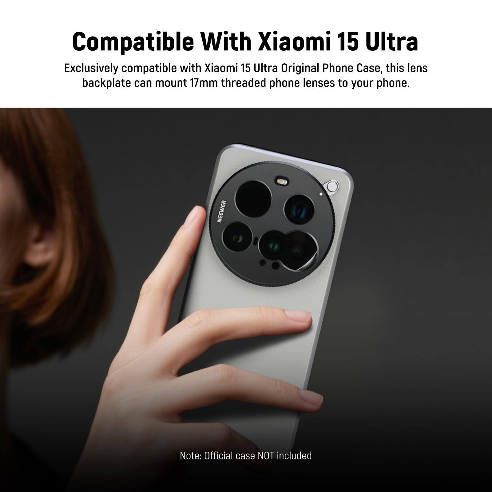 Compatible With Xiaomi 15 Ultra

Exclusively compatible with Xiaomi 15 Ultra Original Phone Case, this lens backplate can mount 17mm threaded phone lenses to your phone.

Note: Official case NOT included