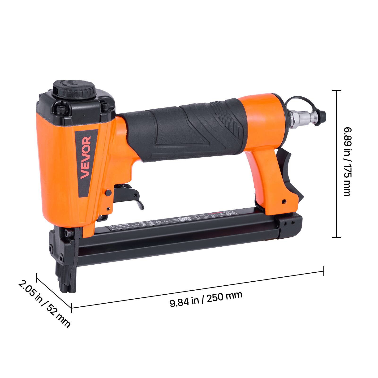 VEVOR  
6.89 in / 175 mm  
2.05 in / 52 mm  
9.84 in / 250 mm