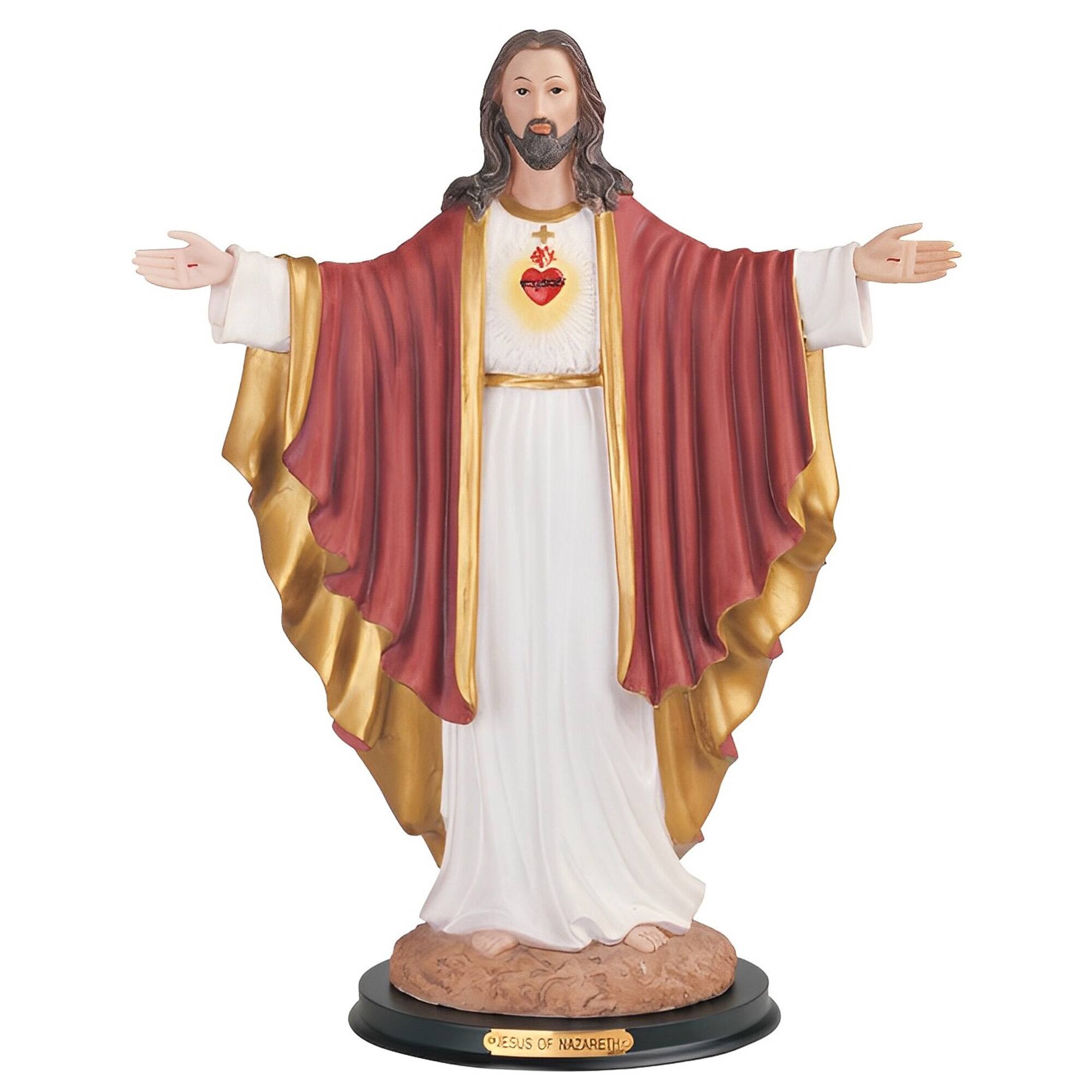FC Design - 16"H Sac Heart of Jesus with Open Arms Holy Figurine Statue Desk Tabletop Home Decor Gift - Multi-Color