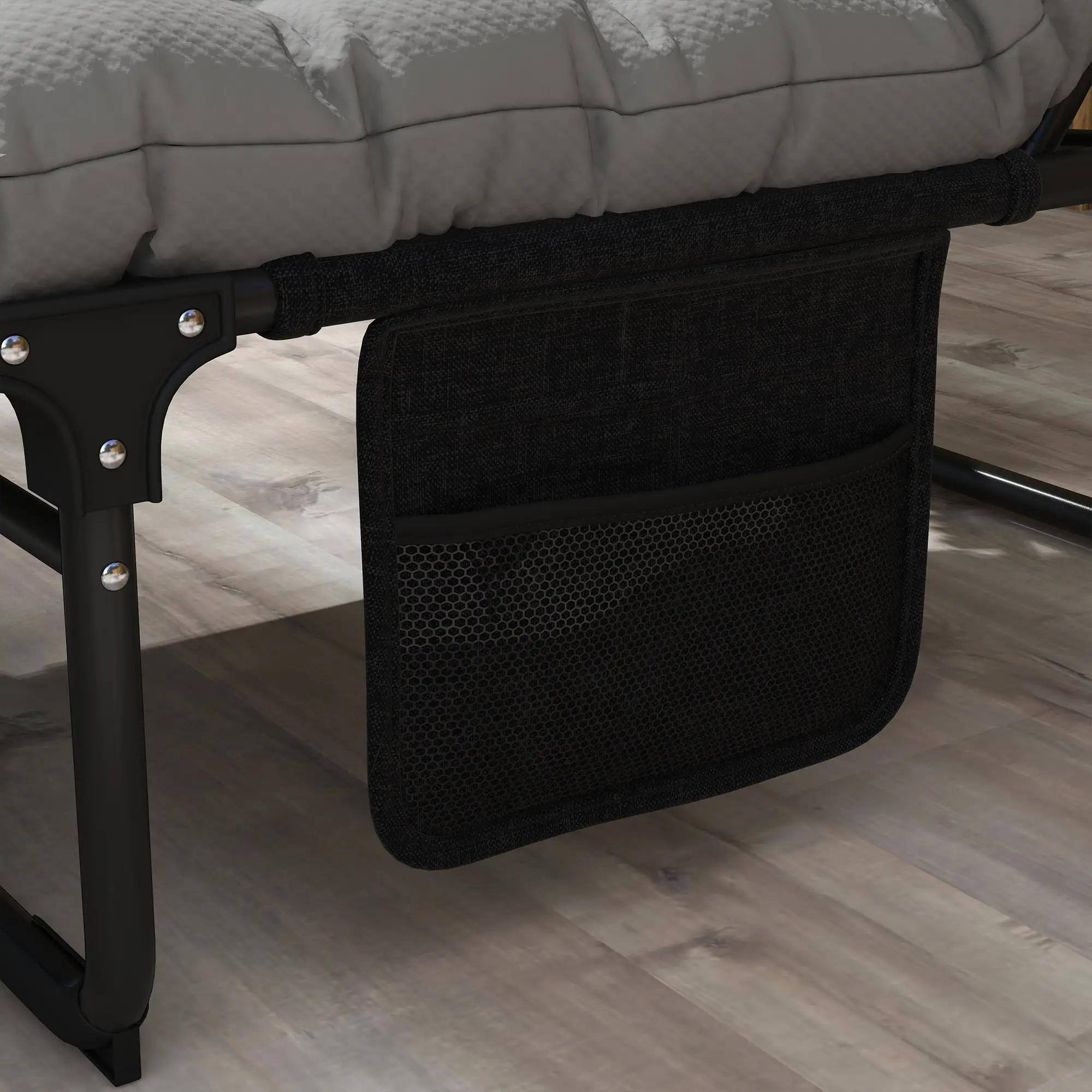 Alt View 1. Resenkos - Resenkos Outdoor Folding Chaise Lounge Chair With 4-Position Adjustable Backrest, Magazine Pocket, Gray - Gray.