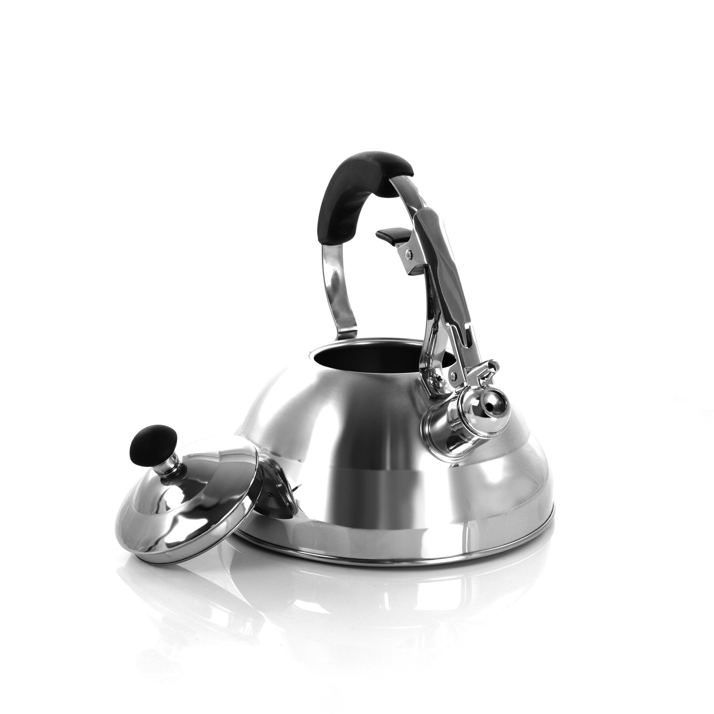Alt View 2. MegaChef - MegaChef 2.8 Quart Stovetop Whistling Kettle in Brushed Silver - Silver.