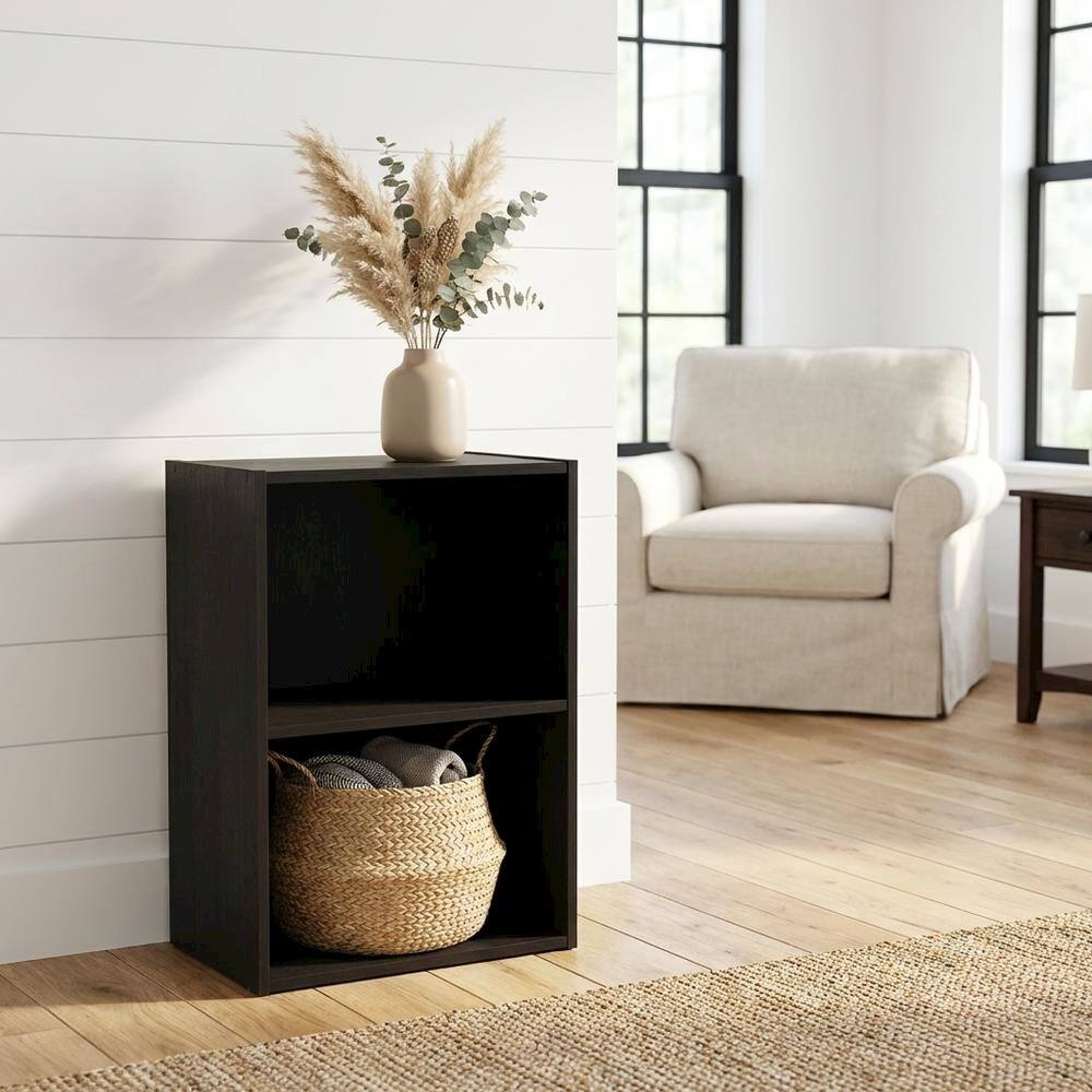 Angle. FurniFact - Wood Bookcase with Open Shelving and Classic Design for Home Office Storage - Blackwood.