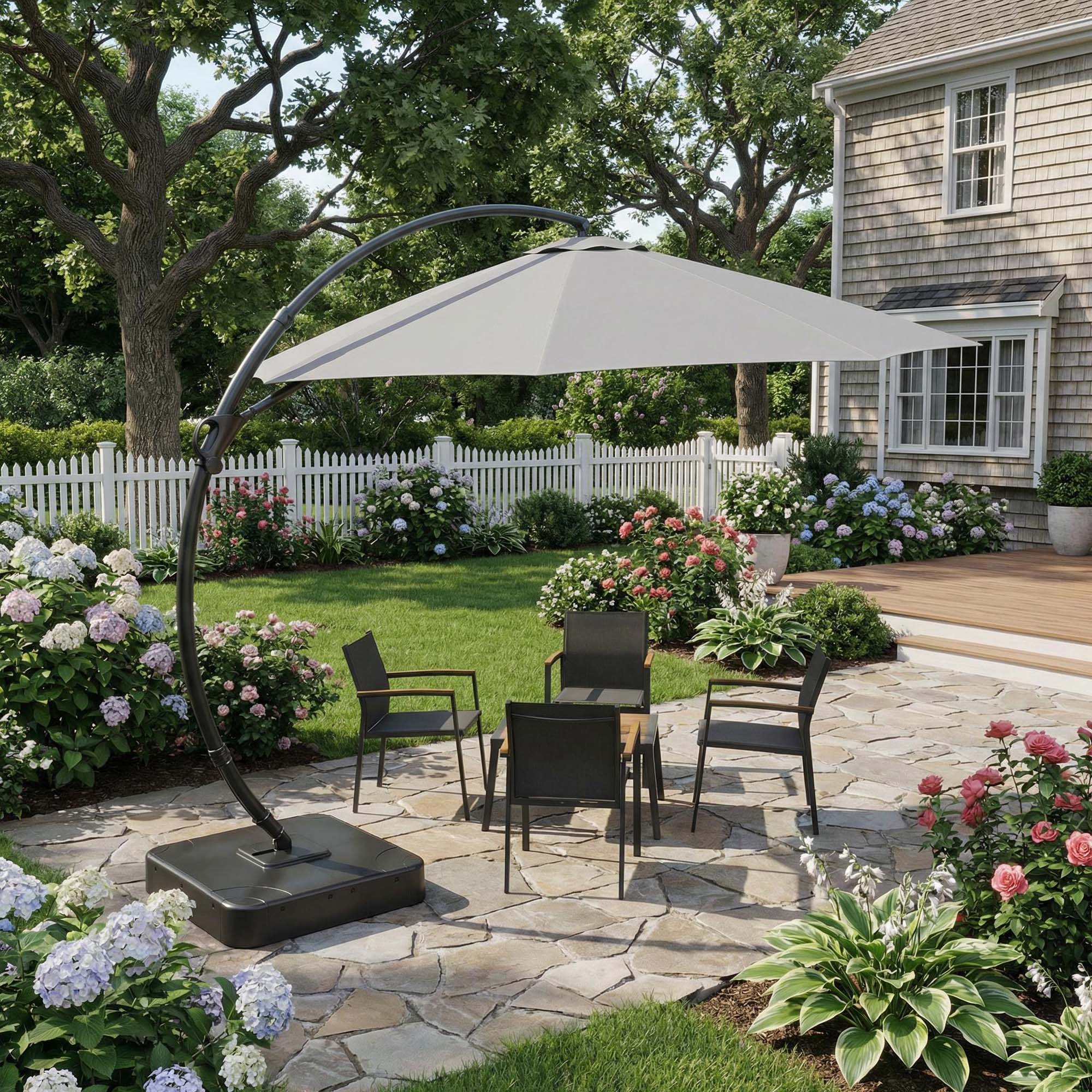 Alt View 5. Boyel Living - 11ft Gray Luxury Cantilever Patio Umbrella UV Protection - Gray.