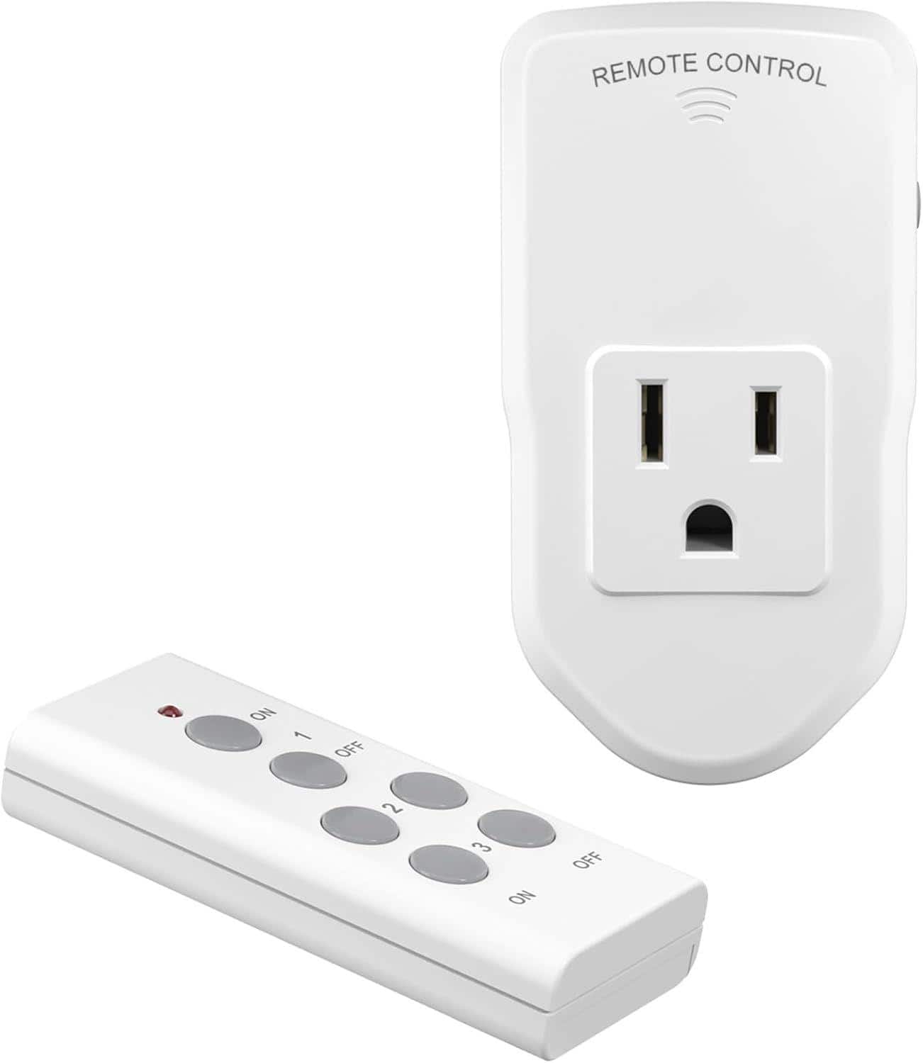 BN-LINK - Wireless Remote Outlet Switch, 1 Remote + 1 Outlet, 100ft, 10A/1200W, for Lights & Fans - White