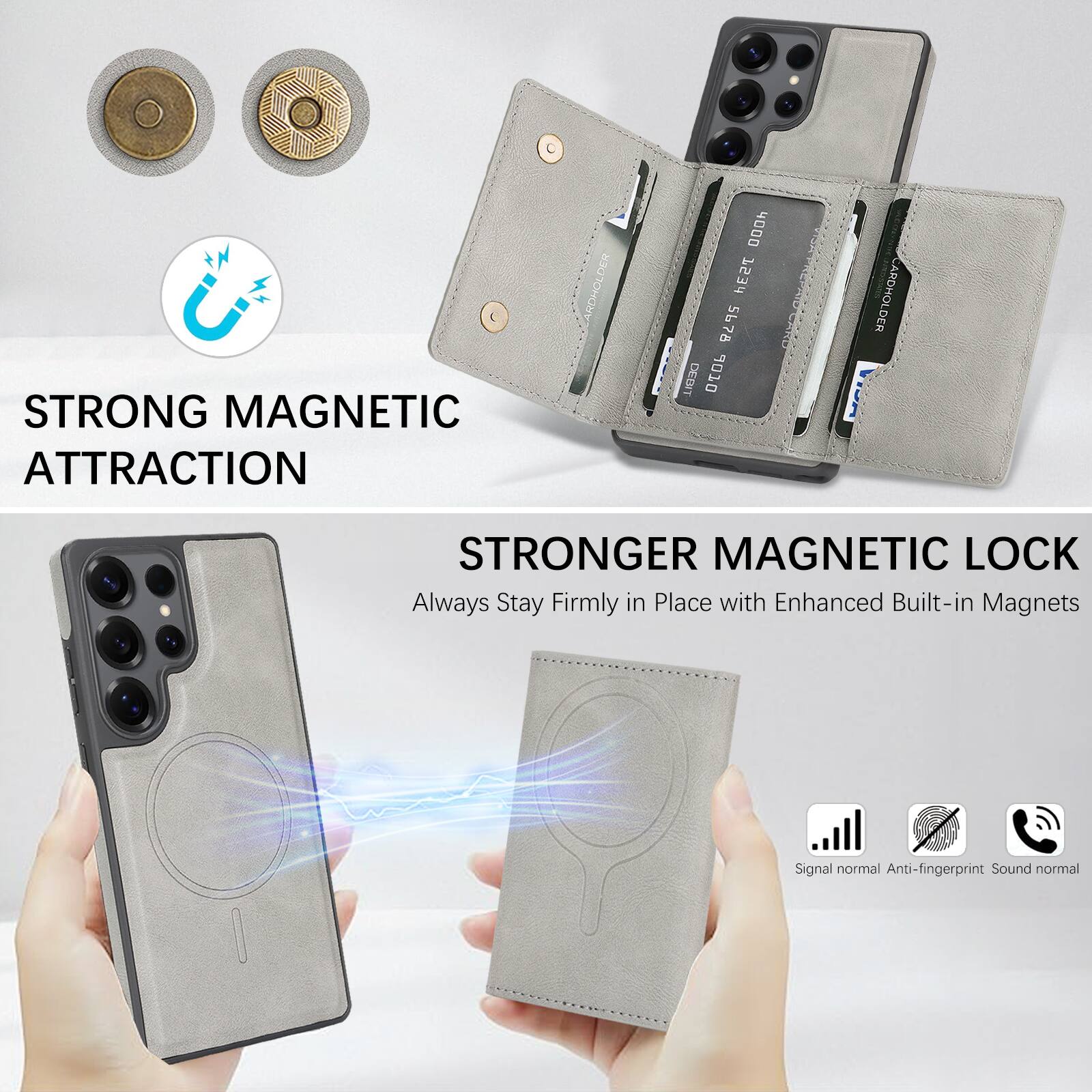 STRONG MAGNETIC ATTRACTION

STRONGER MAGNETIC LOCK
Always Stay Firmly in Place with Enhanced Built-in Magnets

Signal normal
Anti-fingerprint
Sound normal