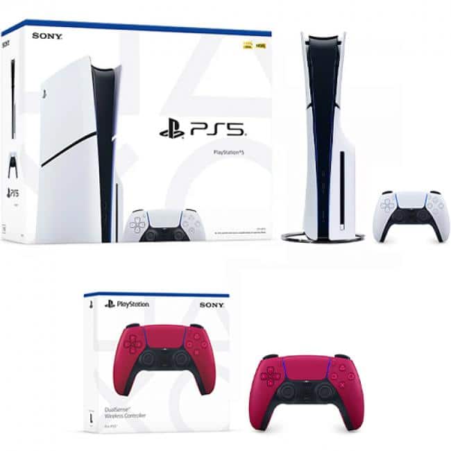 PlayStation 5 Slim Console + PlayStation 5 DualSense Wireless Controller Cosmic Red - Includes PS5 Console & DualSense - PlayStation 5