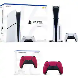 PlayStation 5 Slim Console + PlayStation 5 DualSense Wireless Controller Cosmic Red - Includes PS5 Console & DualSense - PlayStation 5
