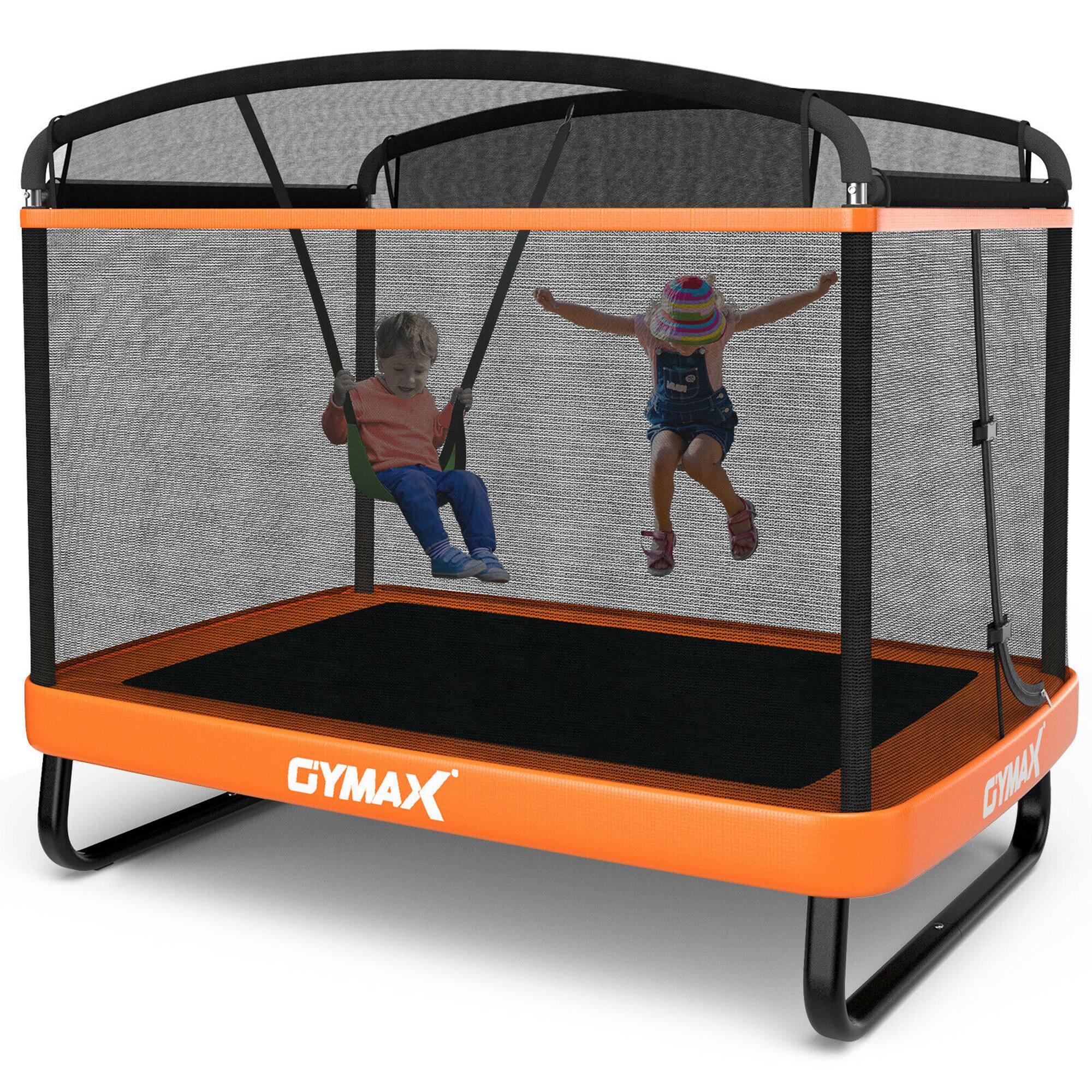 Costway - 6FT Kids Recreational Trampoline W/Swing Safety Enclosure Indoor/Outdoor - Orange