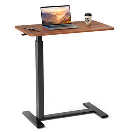 DOMETOUR - Adjustable Hidden 360°Swivel Wheels Desk - Mobile Bed Table, Laptop Desk for Home Office, Standing Desk - Brown