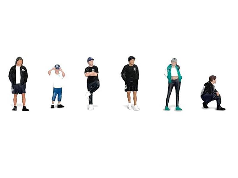 Angle. American Diorama - "Liberty Walk LB Nation" 6 piece Diecast Figure Set Limited Edition for 1/64 Scale Models by American Diorama - Multi.