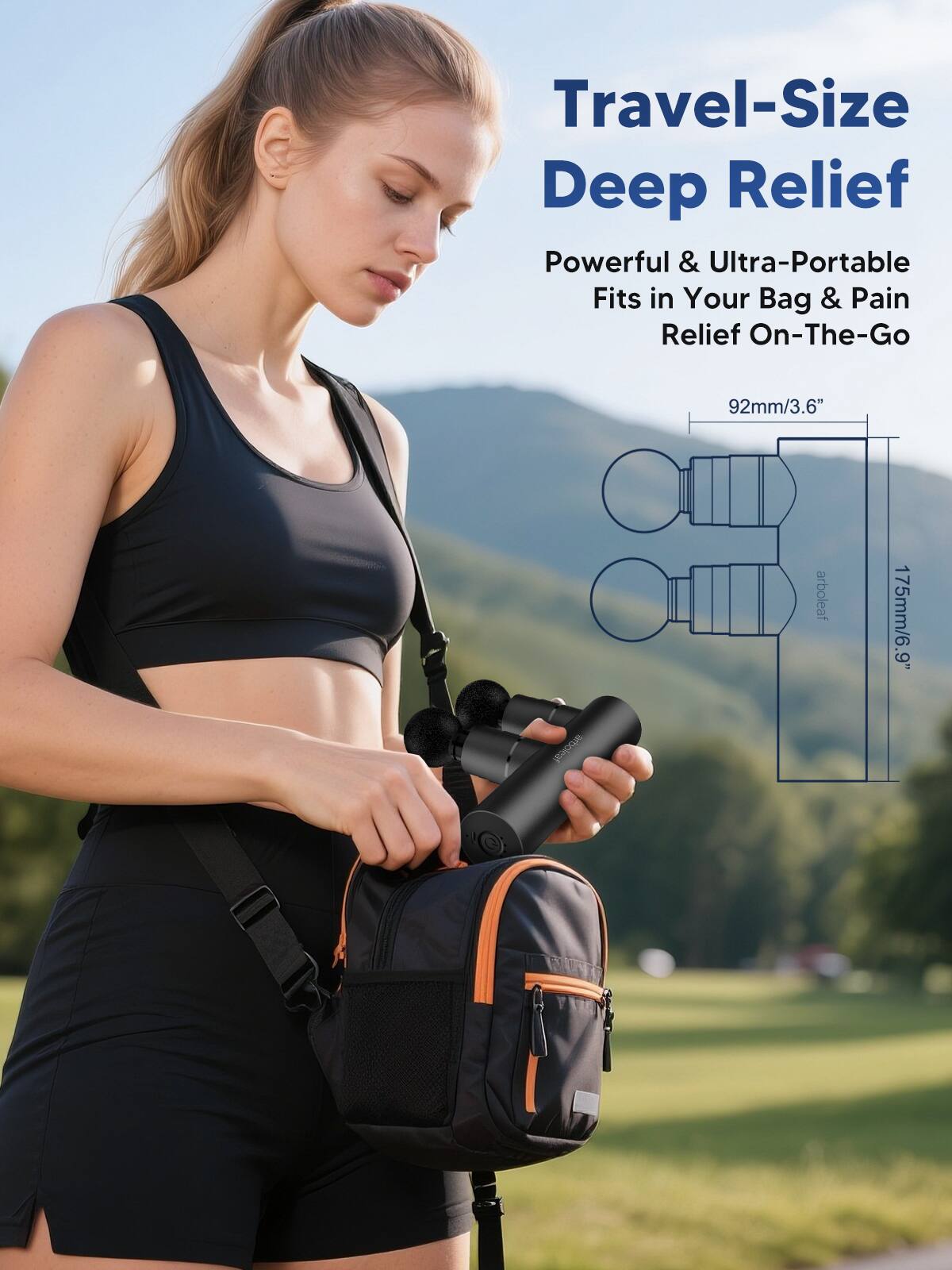 Travel-Size Deep Relief  
Powerful & Ultra-Portable  
Fits in Your Bag & Pain Relief On-The-Go  

92mm/3.6"  
175mm/6.9"