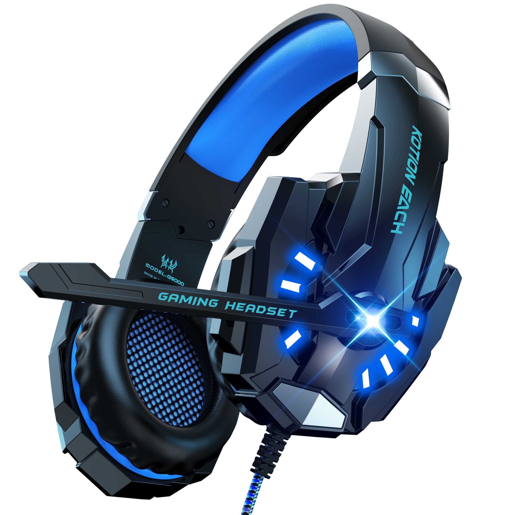 VEAT00L - Gaming Headset with Microphone, Compatible with PS4 PS5 Xbox One PC Laptop, Over-Ear Headphones with LED Light, Noise Ca