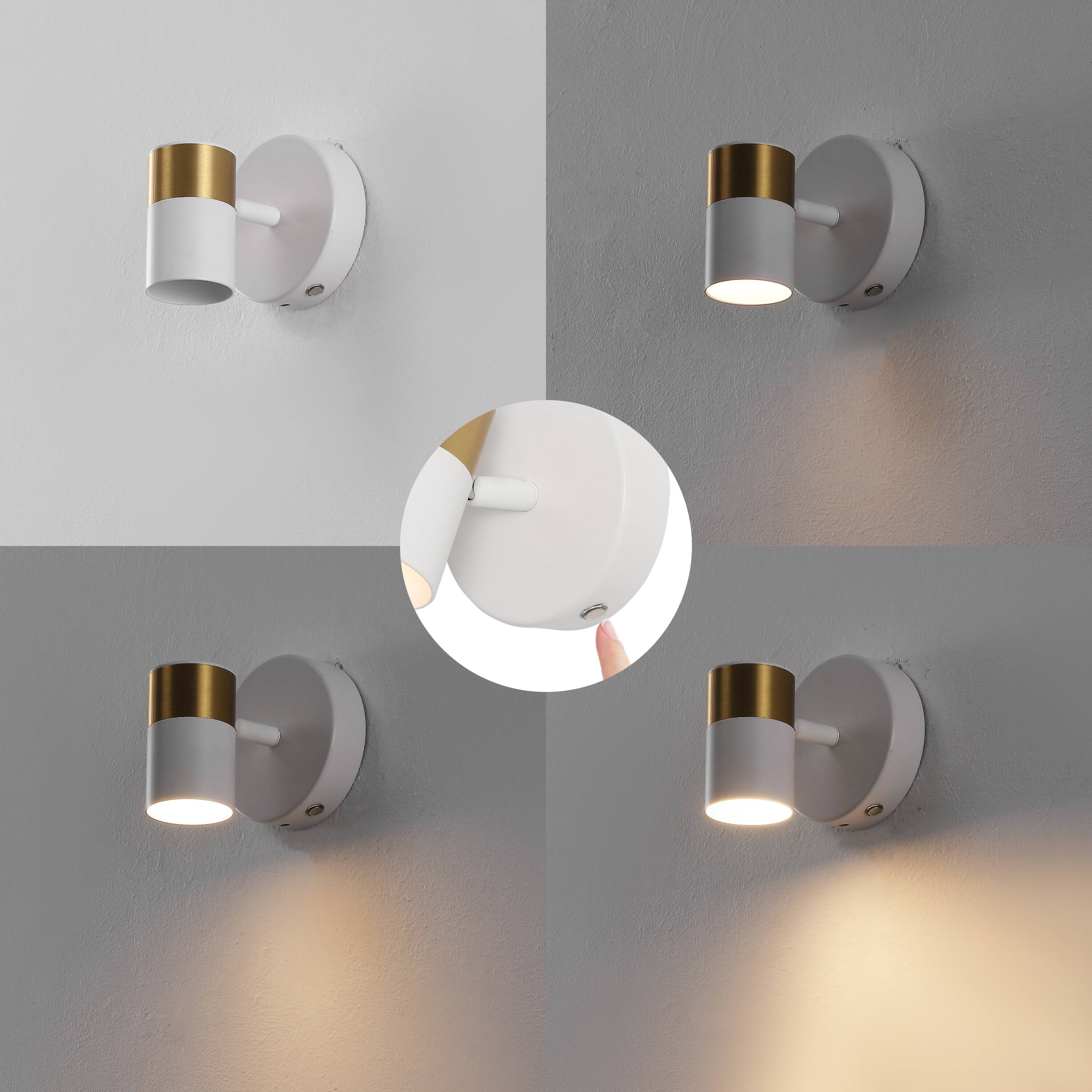 Alt View 6. Jonathan Y - Paola 6" 1-Light Adjustable Head Integrated Dimmable LED Rechargeable Spotlight with Touch Sensor, White/Brass Gold - White/Brass Gold.
