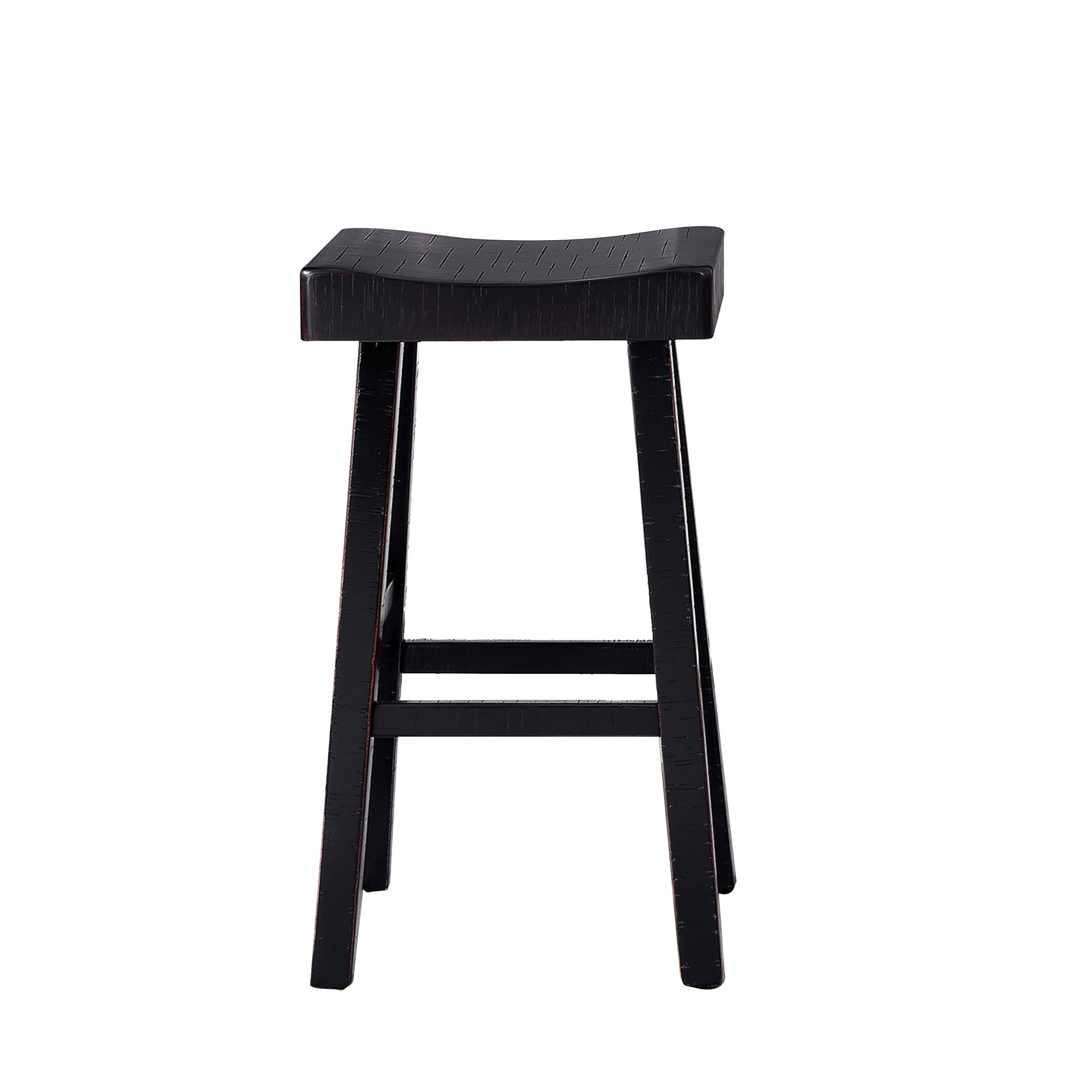 Front. Manhattan Lane - Bianca Barstool Set of 2, Saddle Seat, Farmhouses StyleSolid Wood - Black.