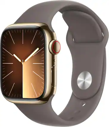 Front. Apple - Watch Series 9 Stainless Steel 41mm A2982 (GPS + Cellular) - Gold.