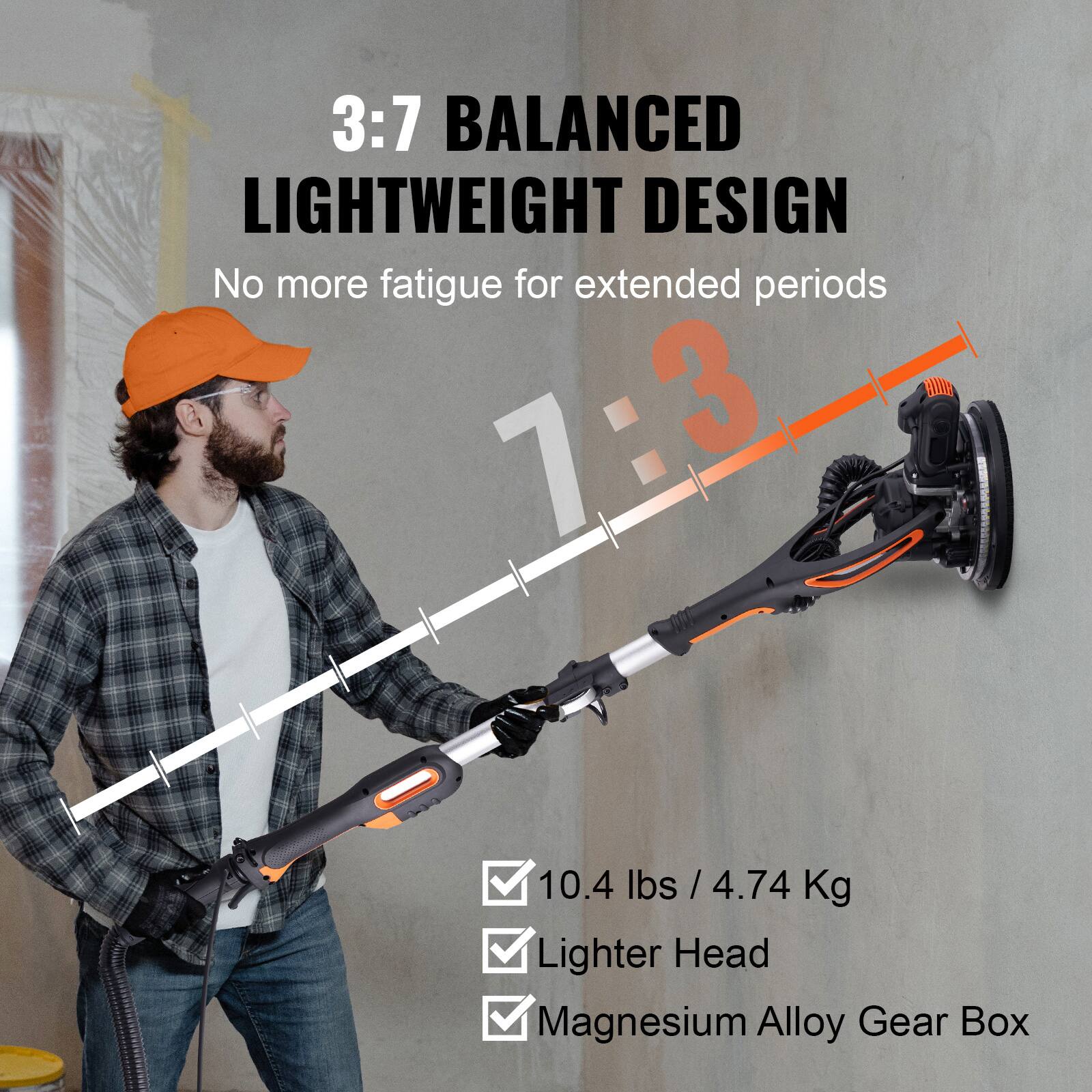 3:7 BALANCED LIGHTWEIGHT DESIGN  
No more fatigue for extended periods  

10.4 lbs / 4.74 Kg  
Lighter Head  
Magnesium Alloy Gear Box