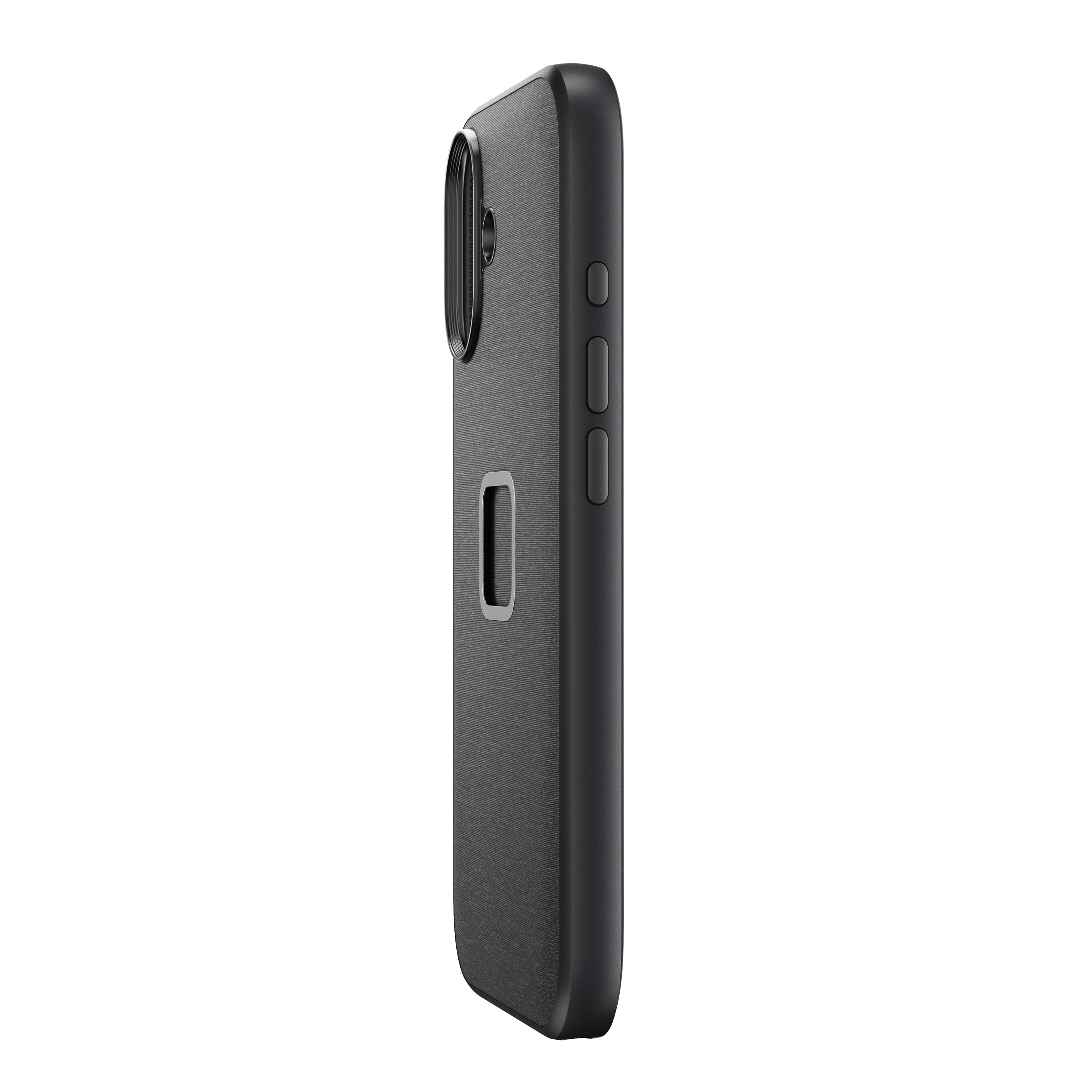 Angle. Peak Design - Mobile Everyday Fabric Case Apple iPhone 17 Charcoal - Charcoal.