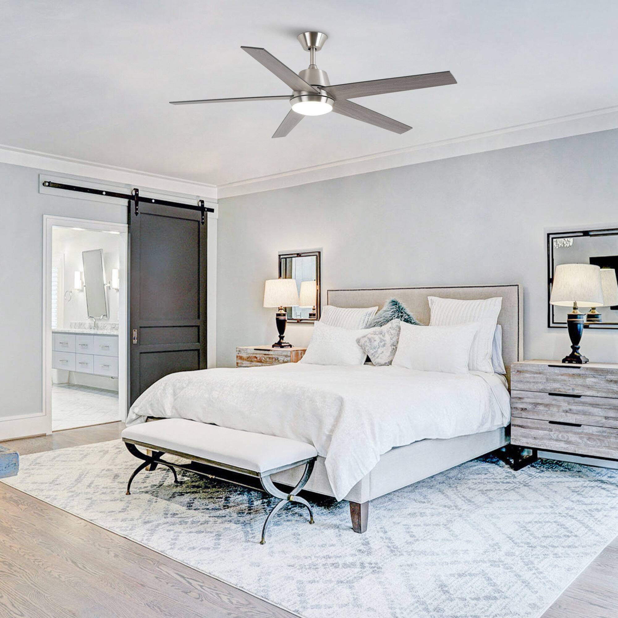 Angle. Vaczon - 52" Modern Nickel Smart LED Ceiling Fan with Remote and App Control - Nickel.