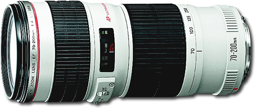 Angle View: Canon - EF 70-200mm f/4L IS USM Telephoto Zoom Lens - White