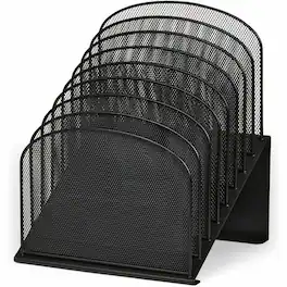 Safco - Onyx Wire Mesh Desktop Organizer 8 Compartment Compartment Size : 1" 14" x 11.75" x 10.75" Desktop Steel - Black