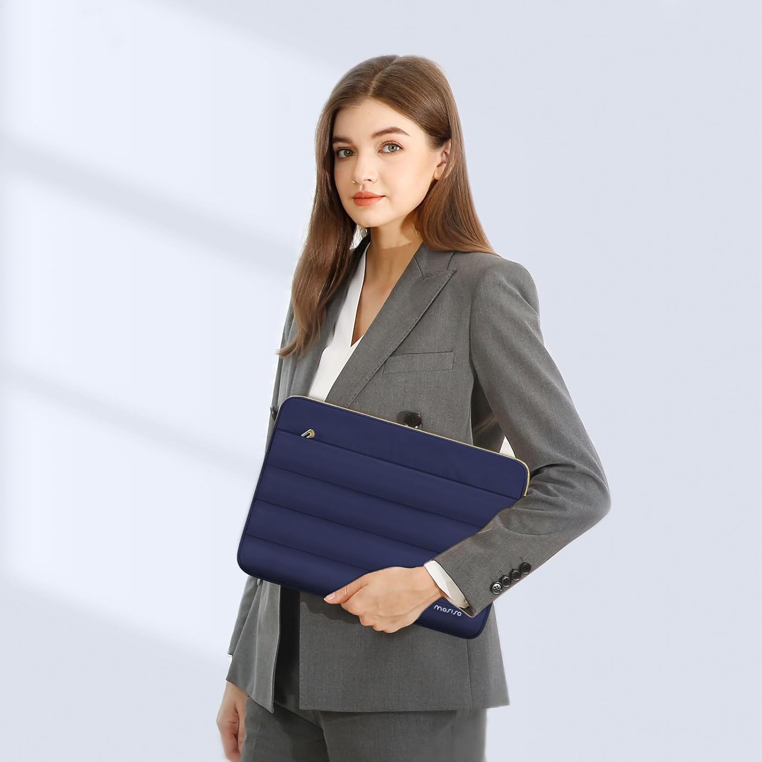 Alt View 2. mosiso - Puffy Laptop Sleeve 17-17.3 inch for Dell XPS/HP Pavilion/Ideapad/Acer/Alienware/HP Omen Notebook - Navy Blue.