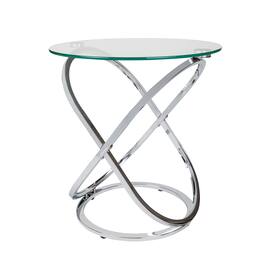 Danya B - Danya B. Galaxy Chrome and Tempered Glass Round End Table - Silver