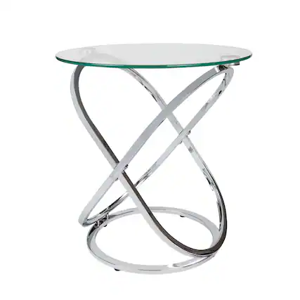 Front. Danya B - Danya B. Galaxy Chrome and Tempered Glass Round End Table - Silver.