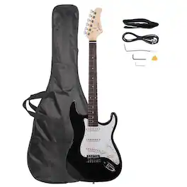 Winado - GST Electric Guitar Kit 6 Strings Rosewood Fingerboard Right Handed Black