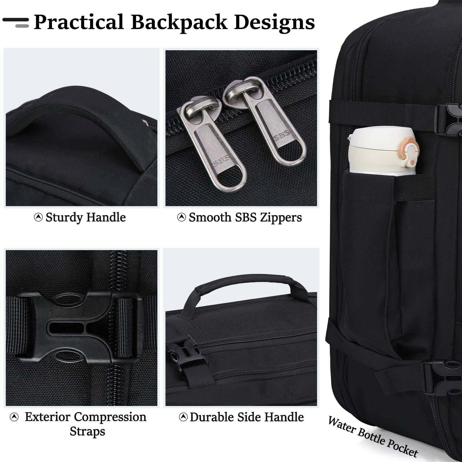 Cozy Serene Travel Backpack For Men Women 40l Flight Approved Carry On ...