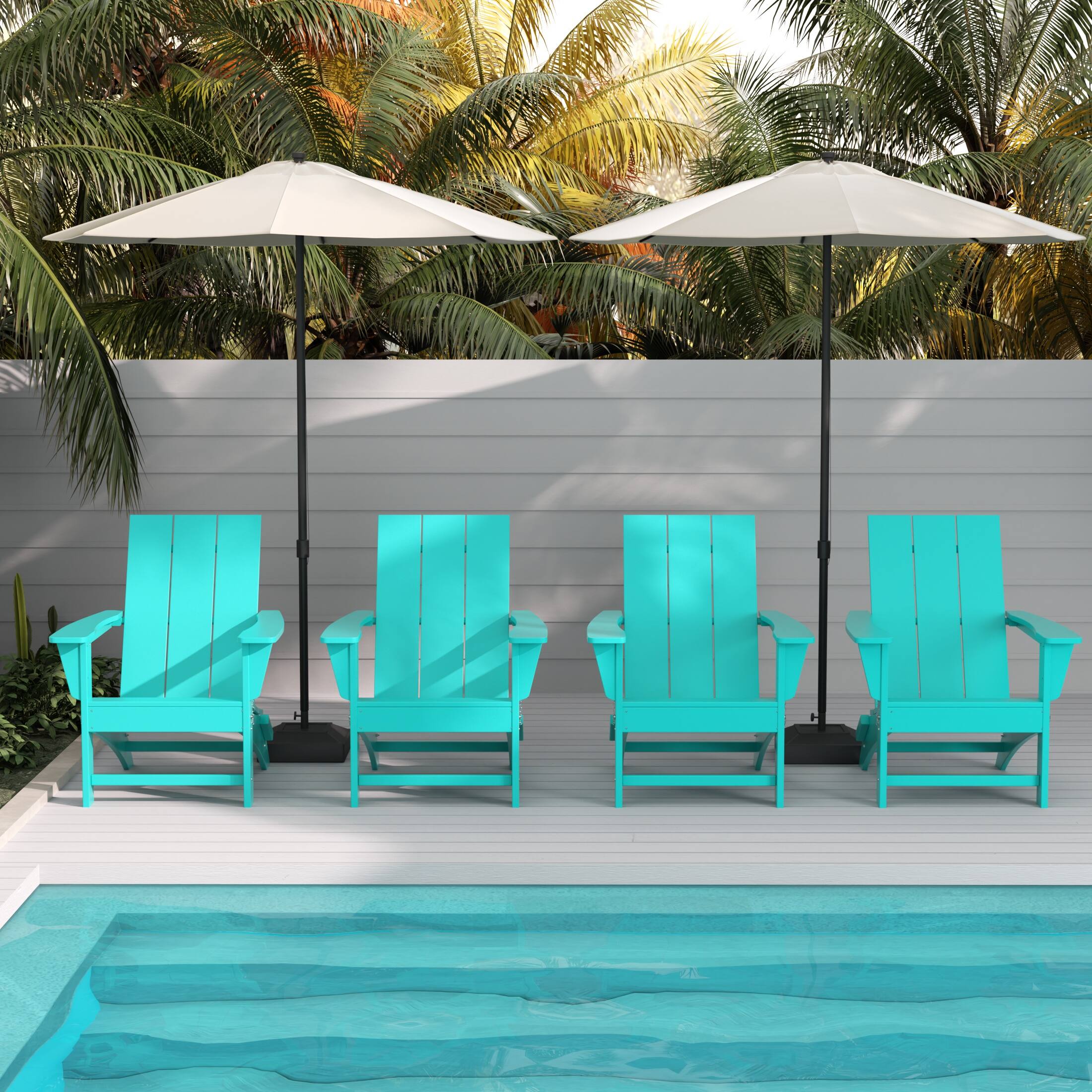 Angle. WestinTrends - WestinTrends Ashore Modern Outdoor Folding Adirondack Chair (Set of 4) - Turquoise.