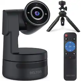 Delton - C68 4K PTZ Webcam with AI Tracking & Mic - Black