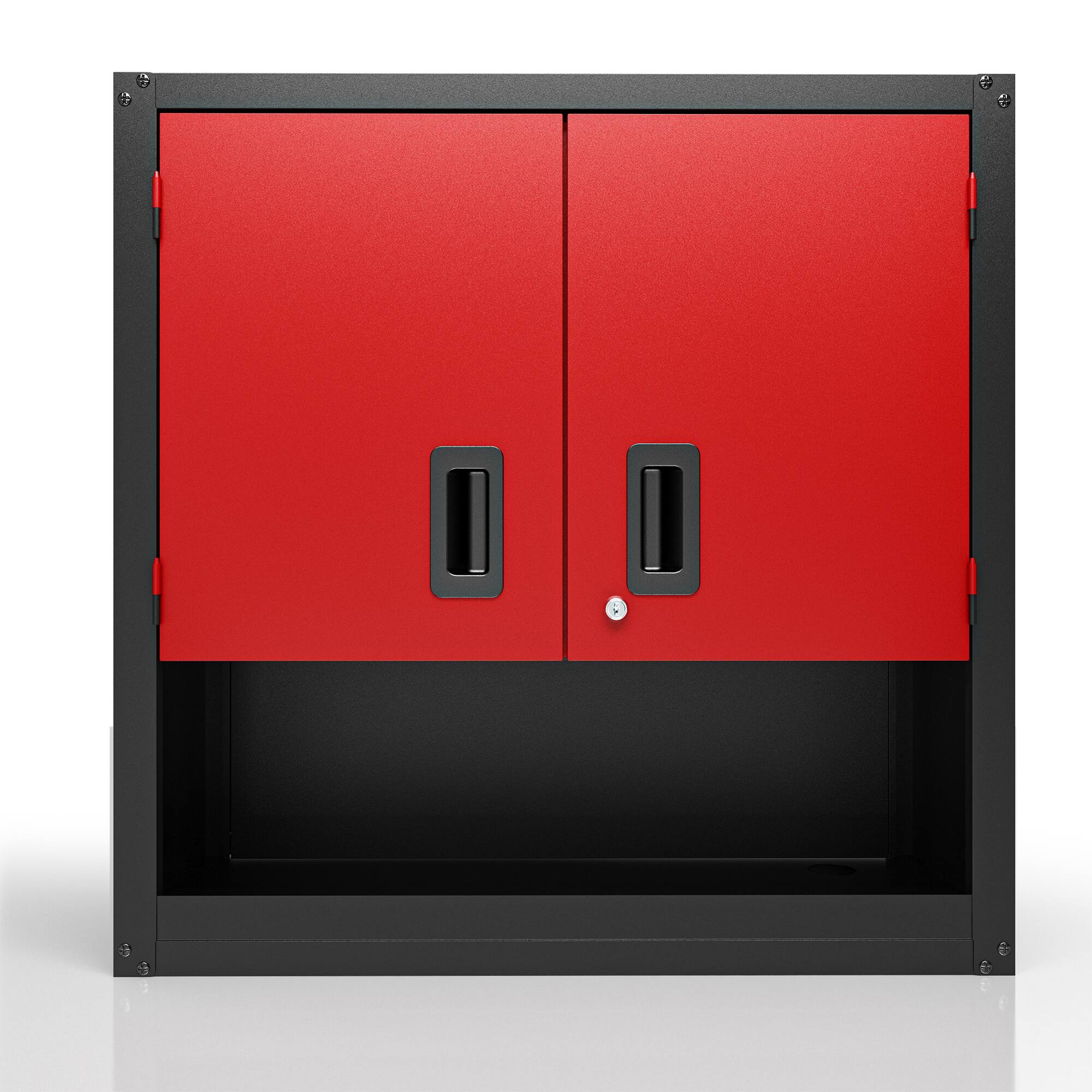 Alt View 8. TinyHomie - Garage Wall Cabinet with Locking Doors and Adjustable Shelf, Metal Wall Cabinet, Floating Upper Storage Cabinet in Red - Red+Black.