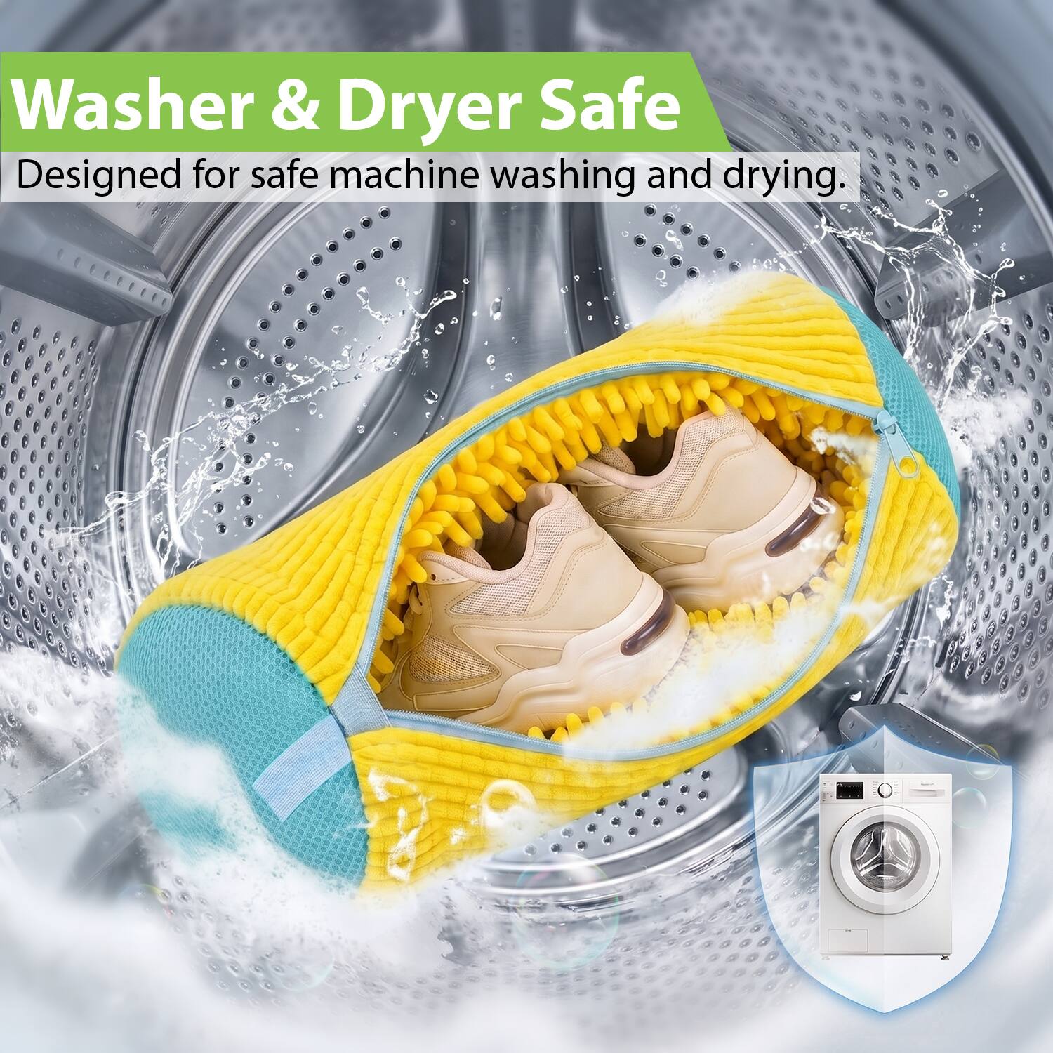 Washer & Dryer Safe  
Designed for safe machine washing and drying.