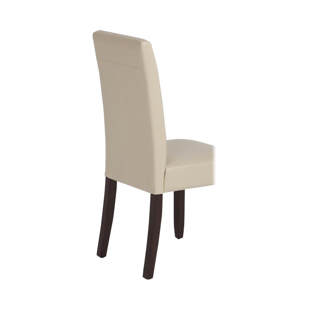 Simpli Home Acadian Parson Polyurethane, Cream Leather Parson Dining Chairs