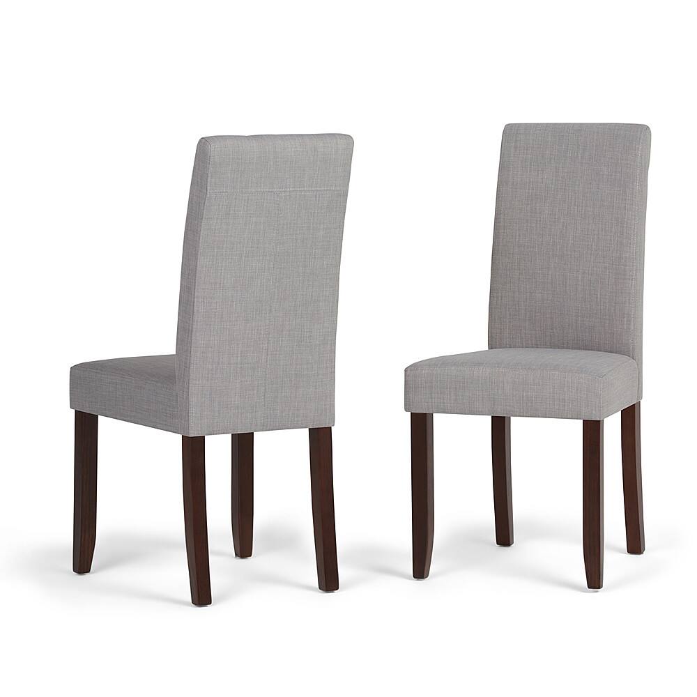 Front. Simpli Home - Acadian Parson Polyester Fabric Dining Chairs (Set of 2) - Dove Gray.