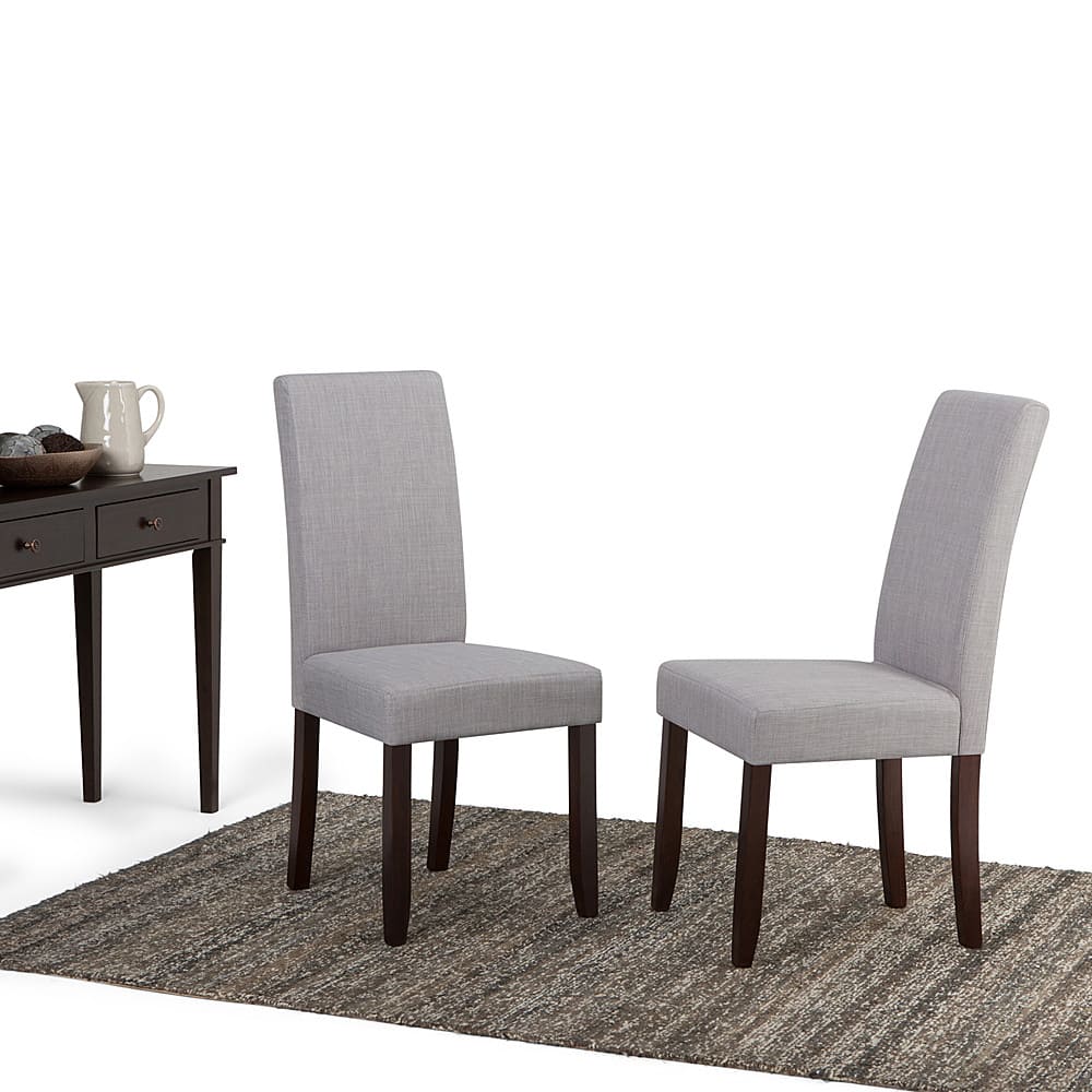 Left View: Simpli Home - Acadian Parson Polyester Fabric Dining Chairs (Set of 2) - Dove Gray