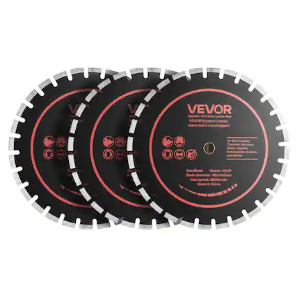 VEVOR
Upgrade: The Home Creator Way
VEVOR Support Center
www.vevor.com/support
For Wet-Cutting Concrete, Masonry, Stone, Asphalt, Refractions, Granite, and Marble
Saw Blade
Model: 410JP
Blade diameter: 10in/410mm
Max speed: 3600r/min
Made in China
