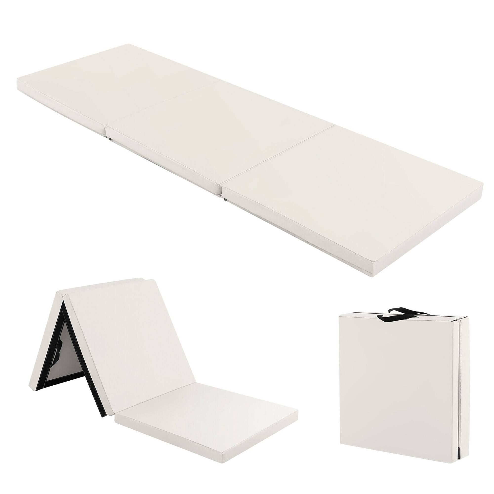 Front. Gymax - Gymax Tri-Fold Folding Exercise Mat 6 ft x 2 ft Portable Gymnastics Tumbling Yoga Grey - Grey.