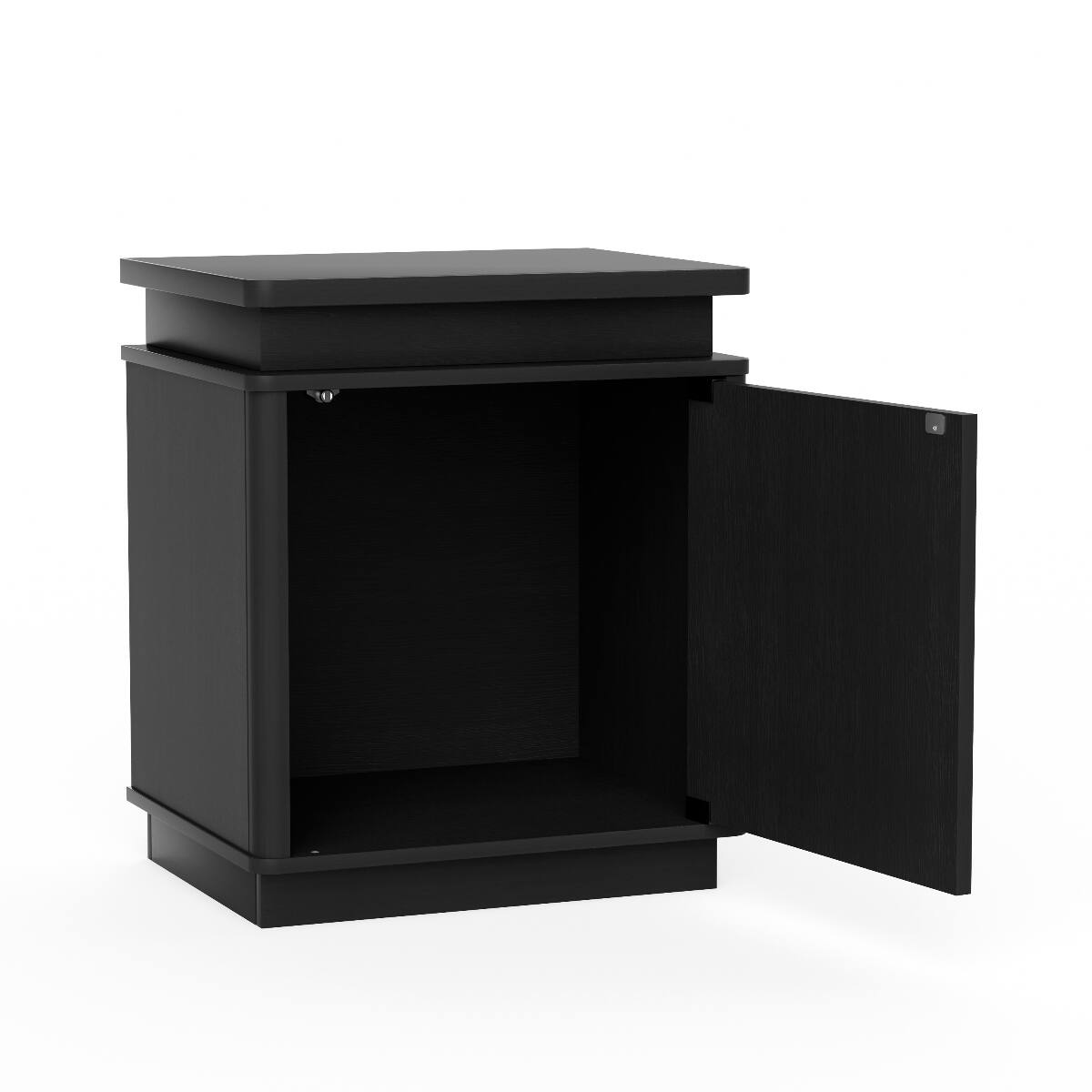 Alt View 8. Loheer - Loheer Black LED Nightstand with Arched Cabinet Storage and Reversible Doors - Black.