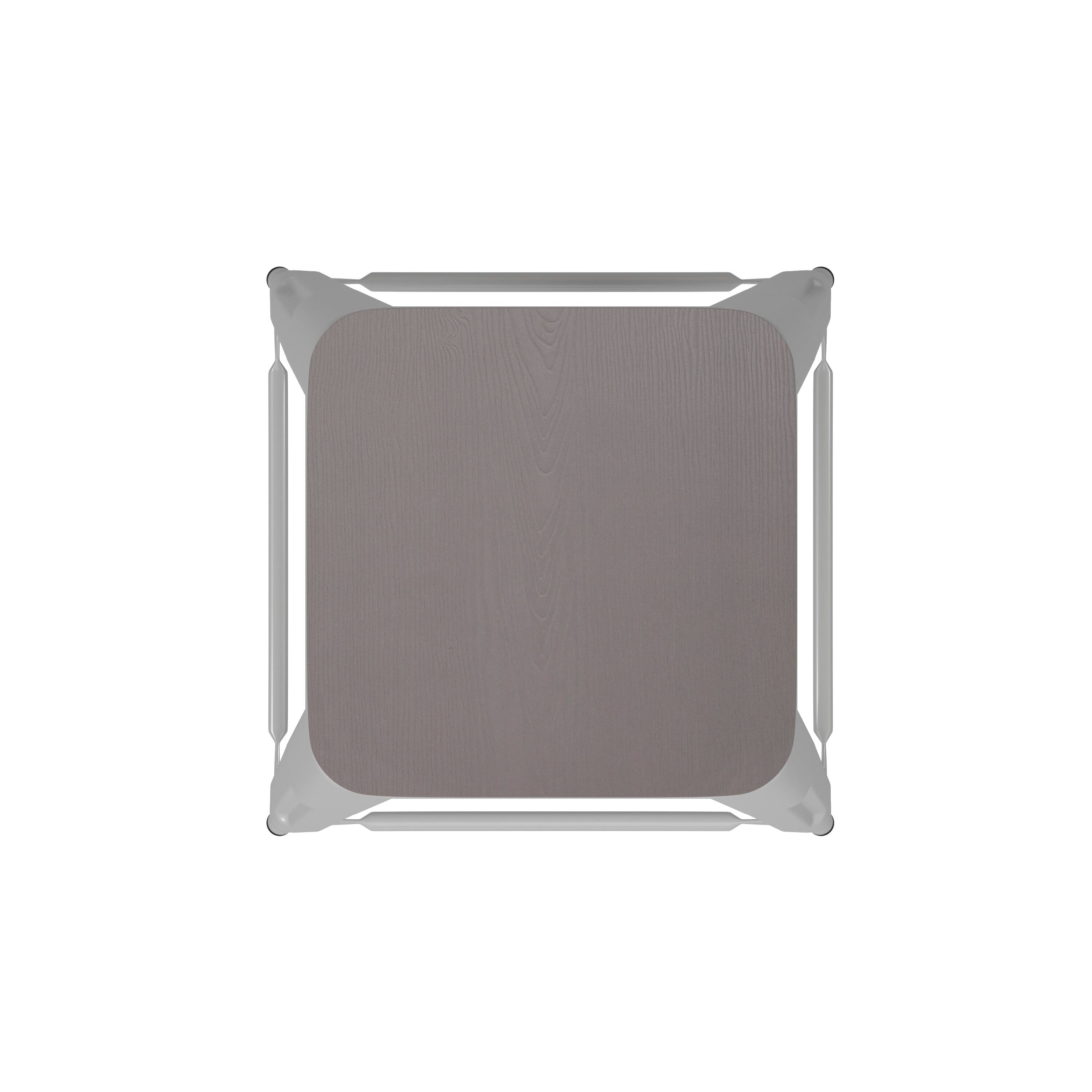 Alt View 9. Emma + Oliver - Kam Backless Metal Indoor-Outdoor Stool with All-Weather Polystyrene Seat - Gray Seat/White Frame.