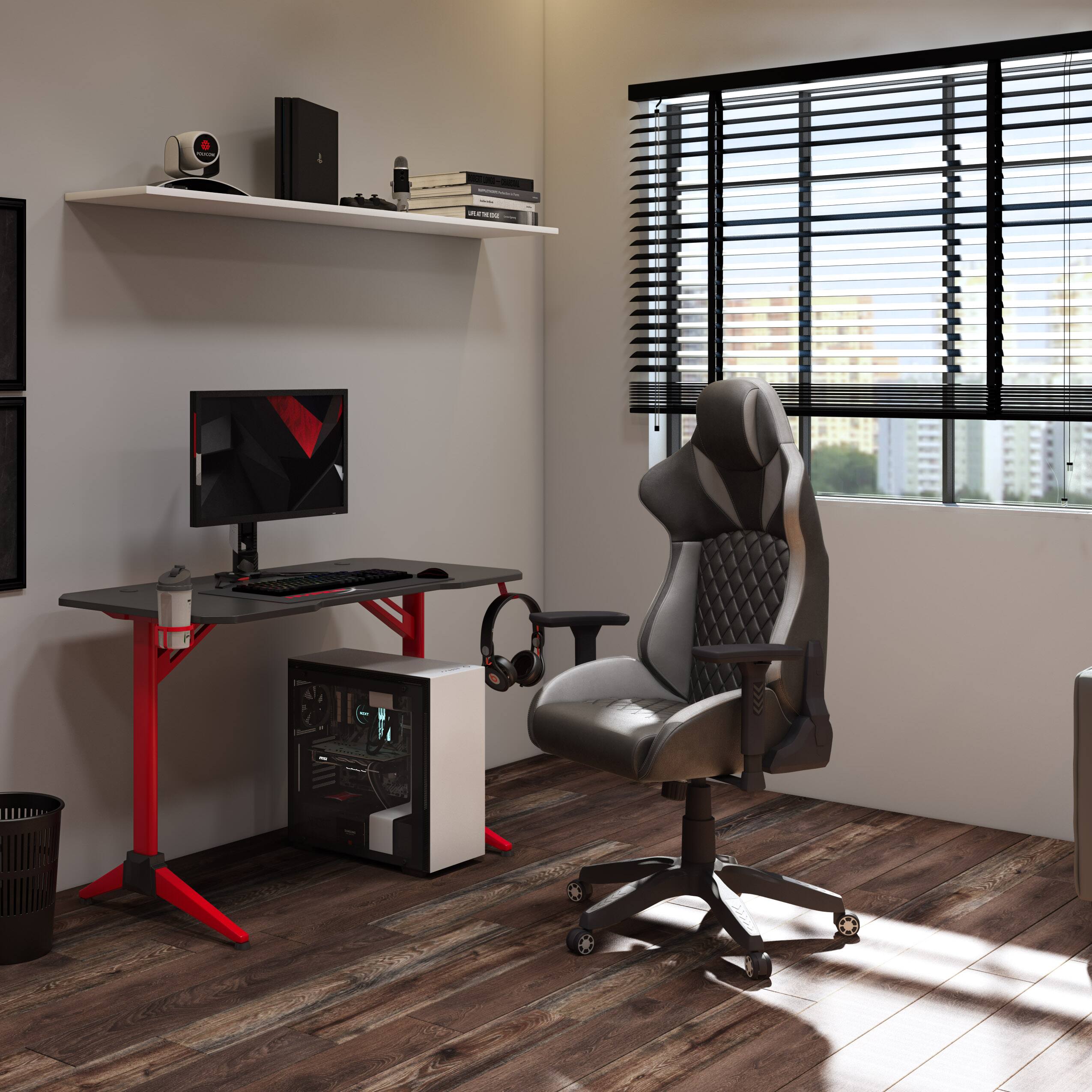 Alt View 16. CorLiving - Nightshade Gaming Chair - Black and Grey.